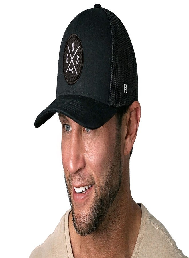 HAKA Boston Hat - BOS Trucker Hat for Men & Women, Adjustable Baseball Cap, Mesh Snapback, Outdoor Golf Hat - Black - Image 3